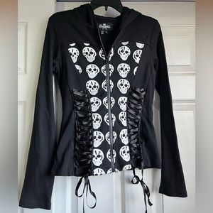 Royal Bones Hot Topic Brand Corset Lace Up Skull Design Jacket Size Medium.